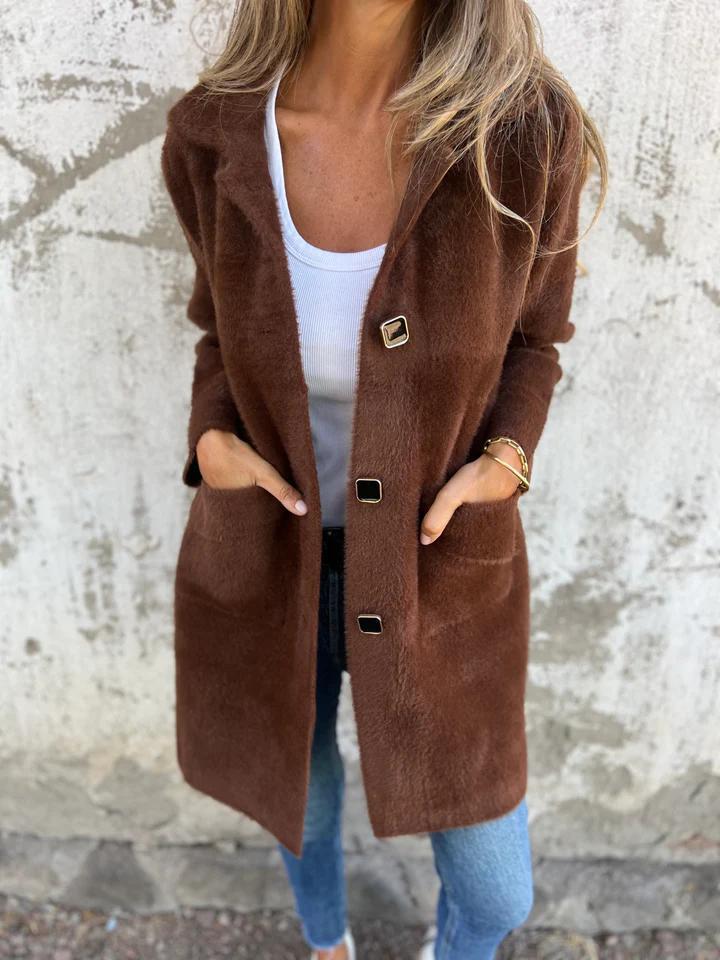 MARCE | Casual single-button coat in thick fabric with lapels