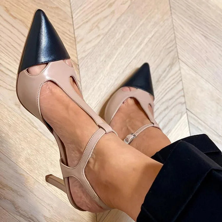 Evelyn - Two-Tone Pointed Court Shoe