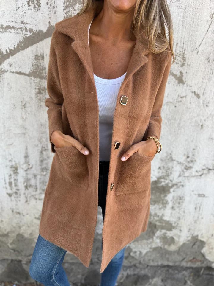 MARCE | Casual single-button coat in thick fabric with lapels