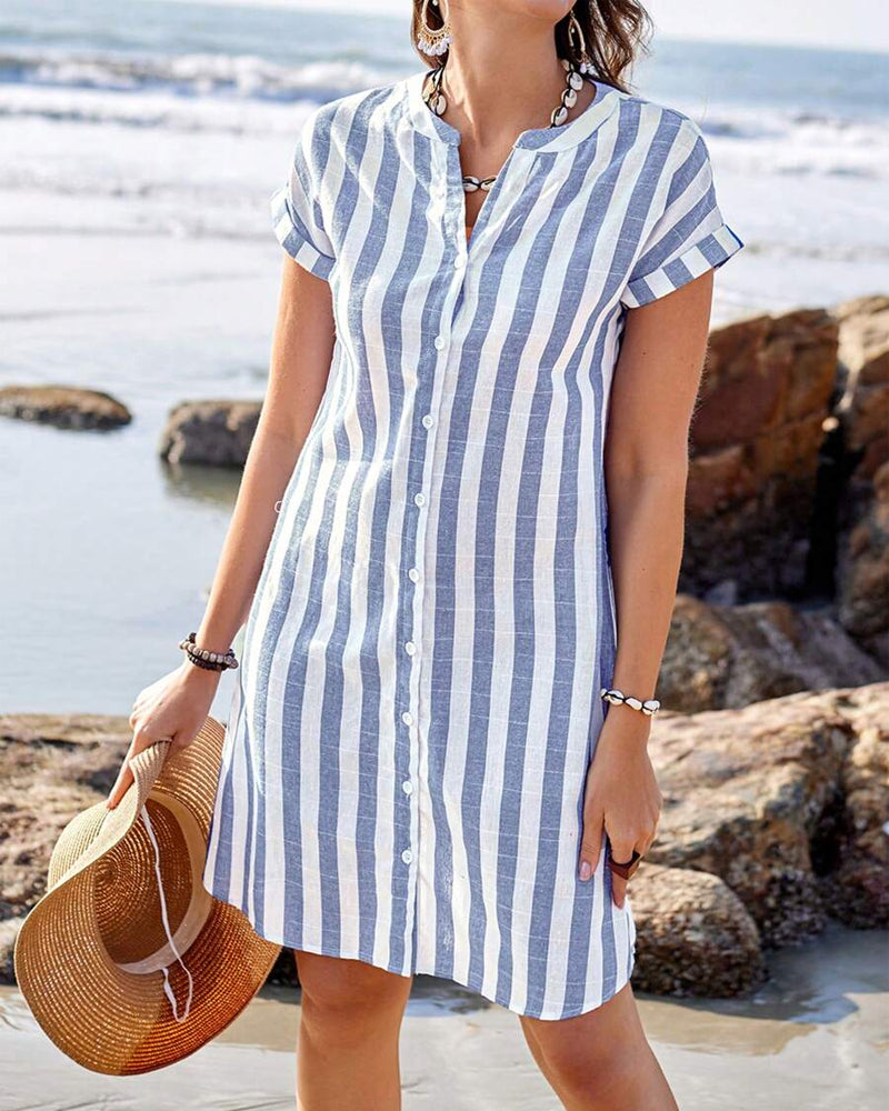 Laluna® Elegant Striped Shirt Dress