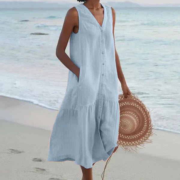 Luna Vela | V-Neck Sleeveless Shirt Dress