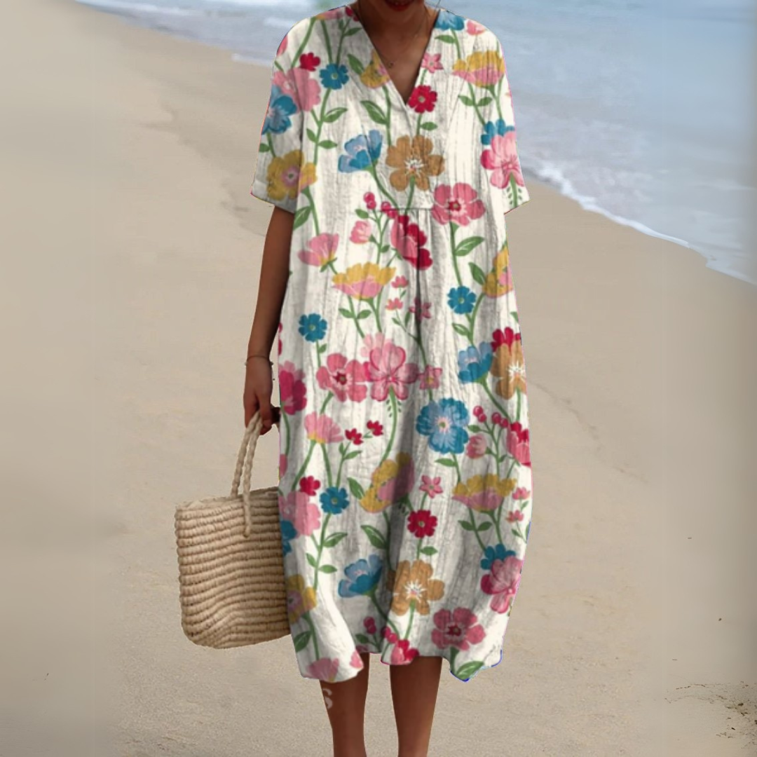 Audrey - Elegant Floral Pattern Dress