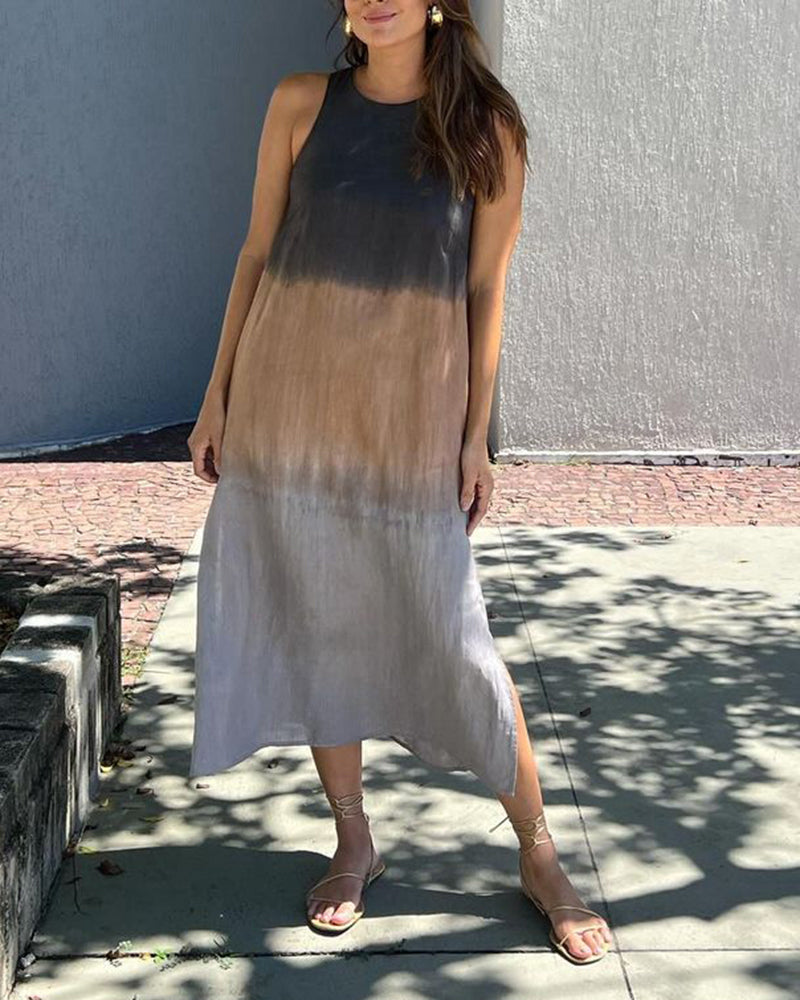 Anette | Sleeveless, Round Neck Gradient Dress