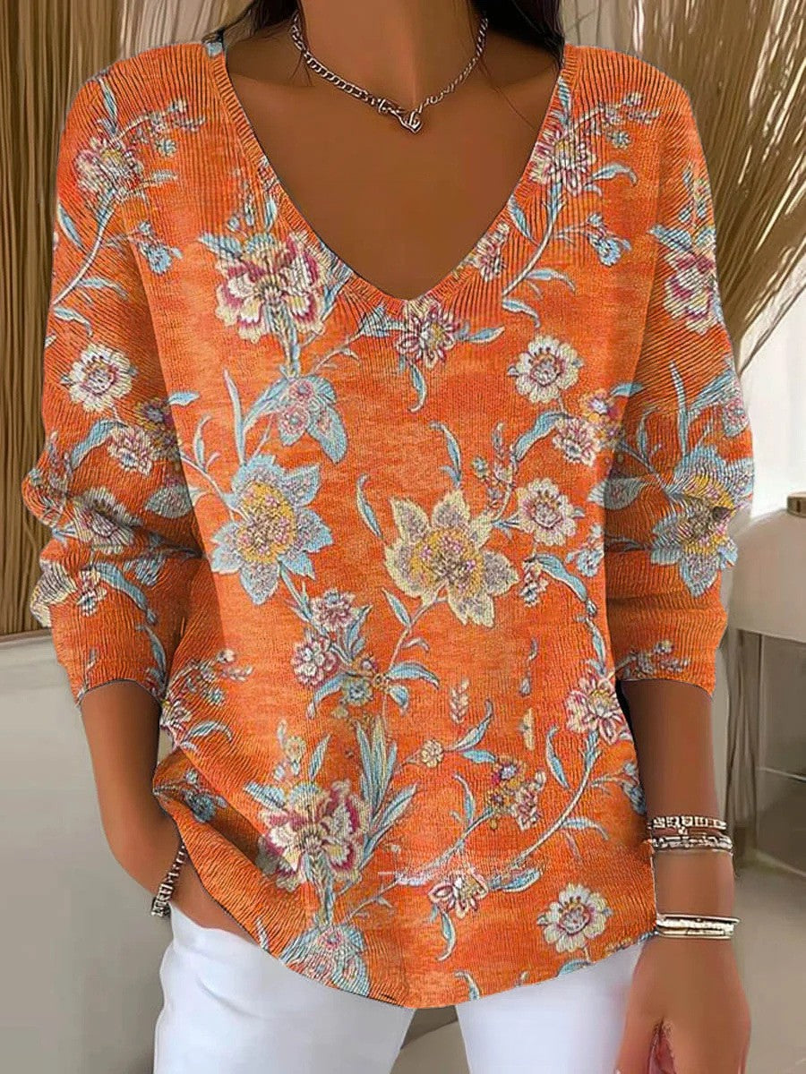 Béatrice – Colourful V-Neck Sweater