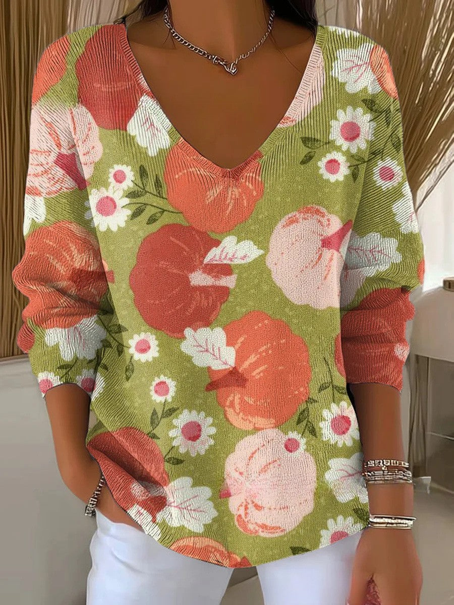 Béatrice – Colourful V-Neck Sweater