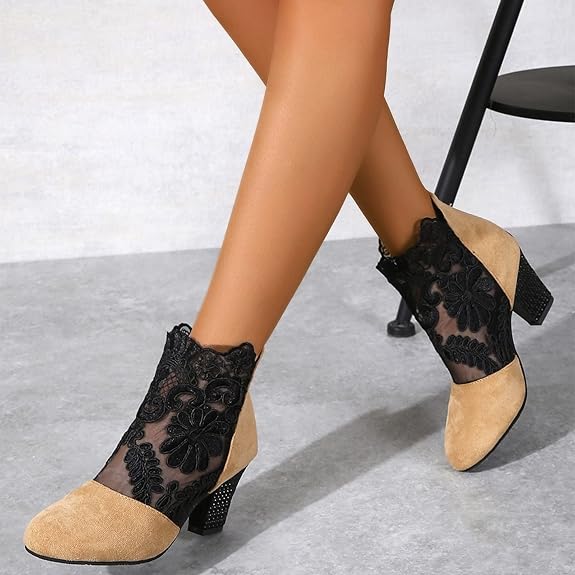 Virginia - Chic Lace Heeled Boots