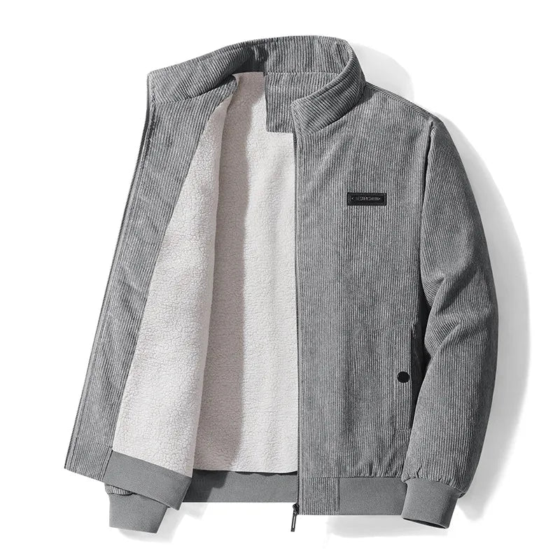 Men's Winter Jacket with Stand Collar Soft Lining and Zip Closure