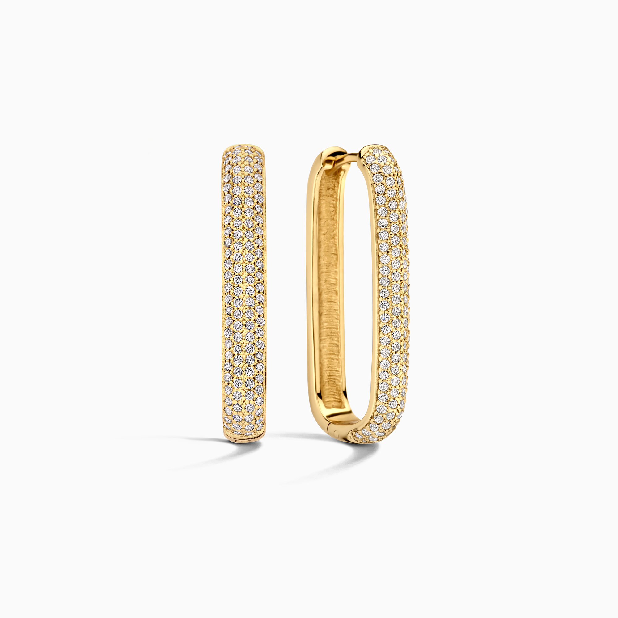 Hoop earrings with large pave icons | Gold