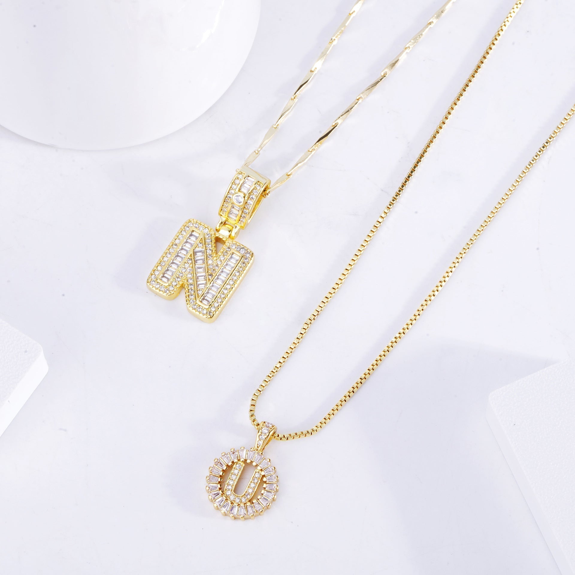 Necklace with embedded initial | Gold
