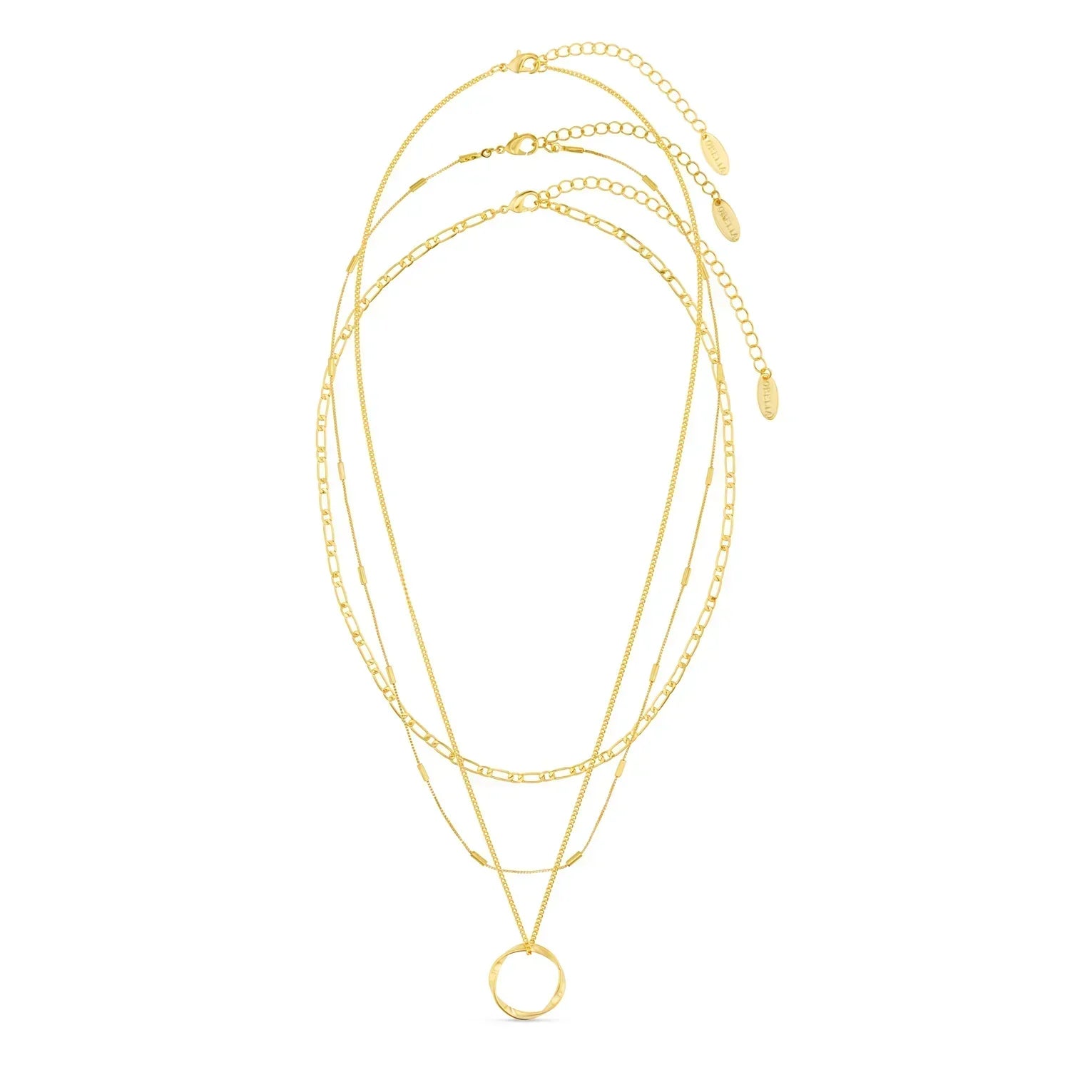 Three-strand necklace with open circle | Gold