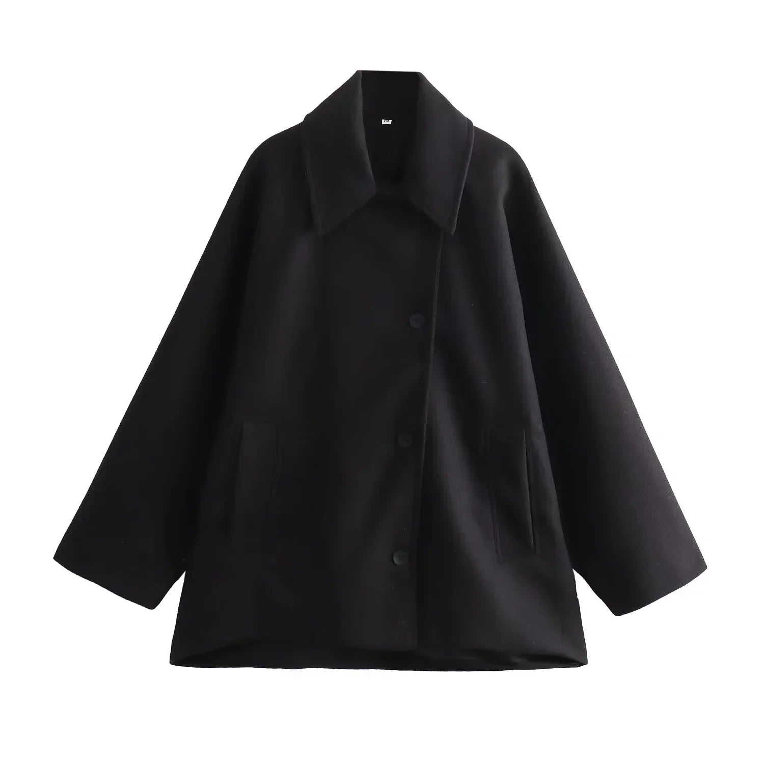 Women's Oversized Winter Coat with Long Sleeves and Button Front