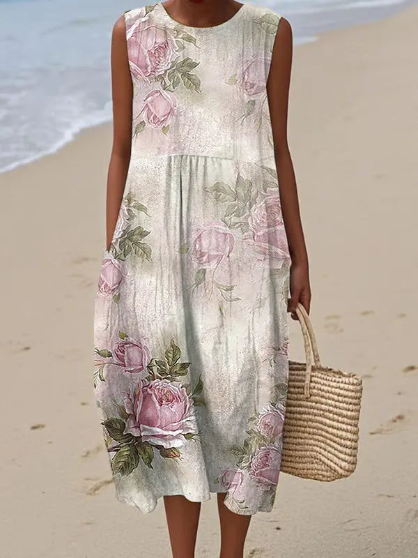 Adelina | Floral Patterned Patchwork Summer Maxi Dress