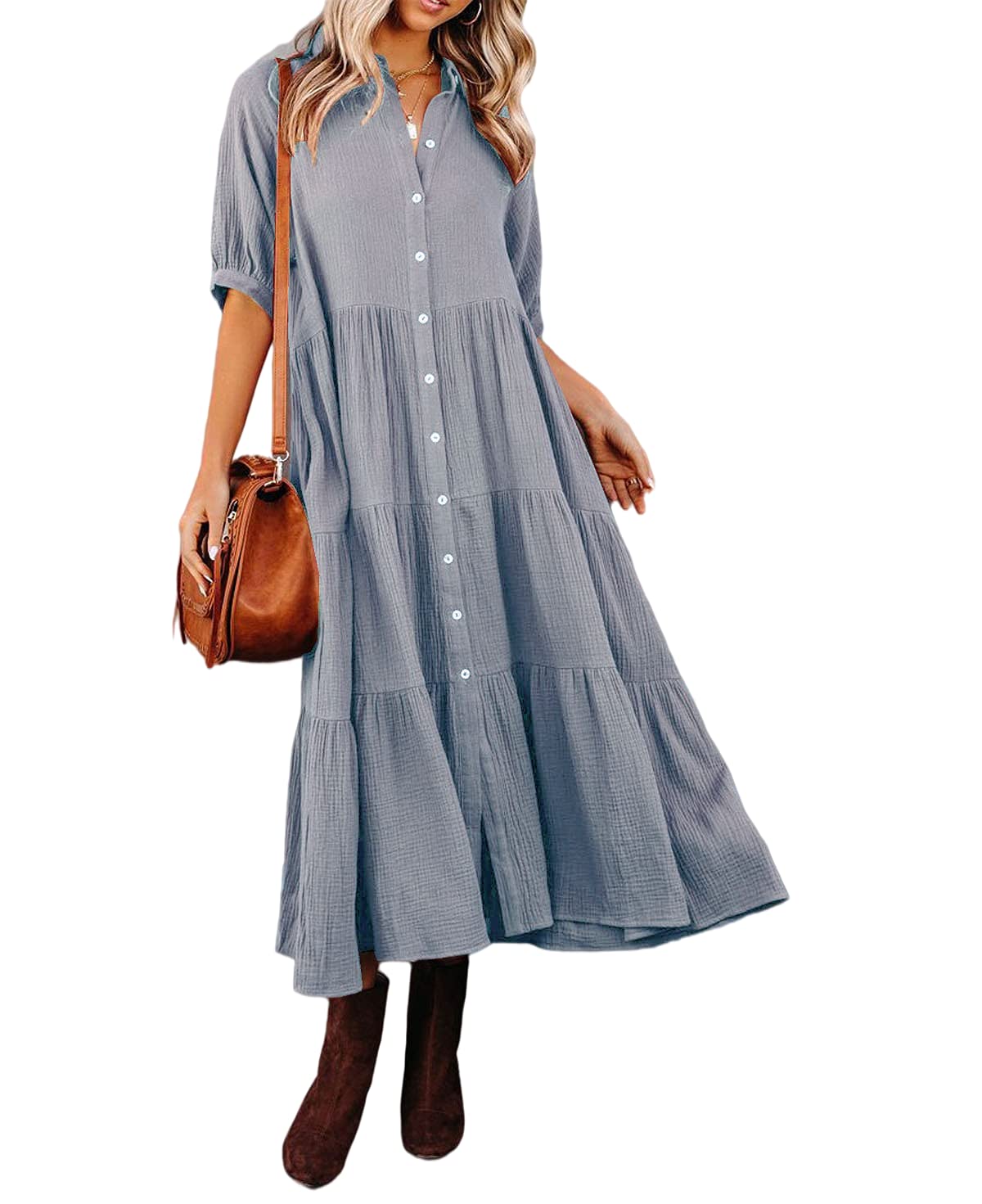 Maria | Luxury Ruffled Detail Shirt Dress