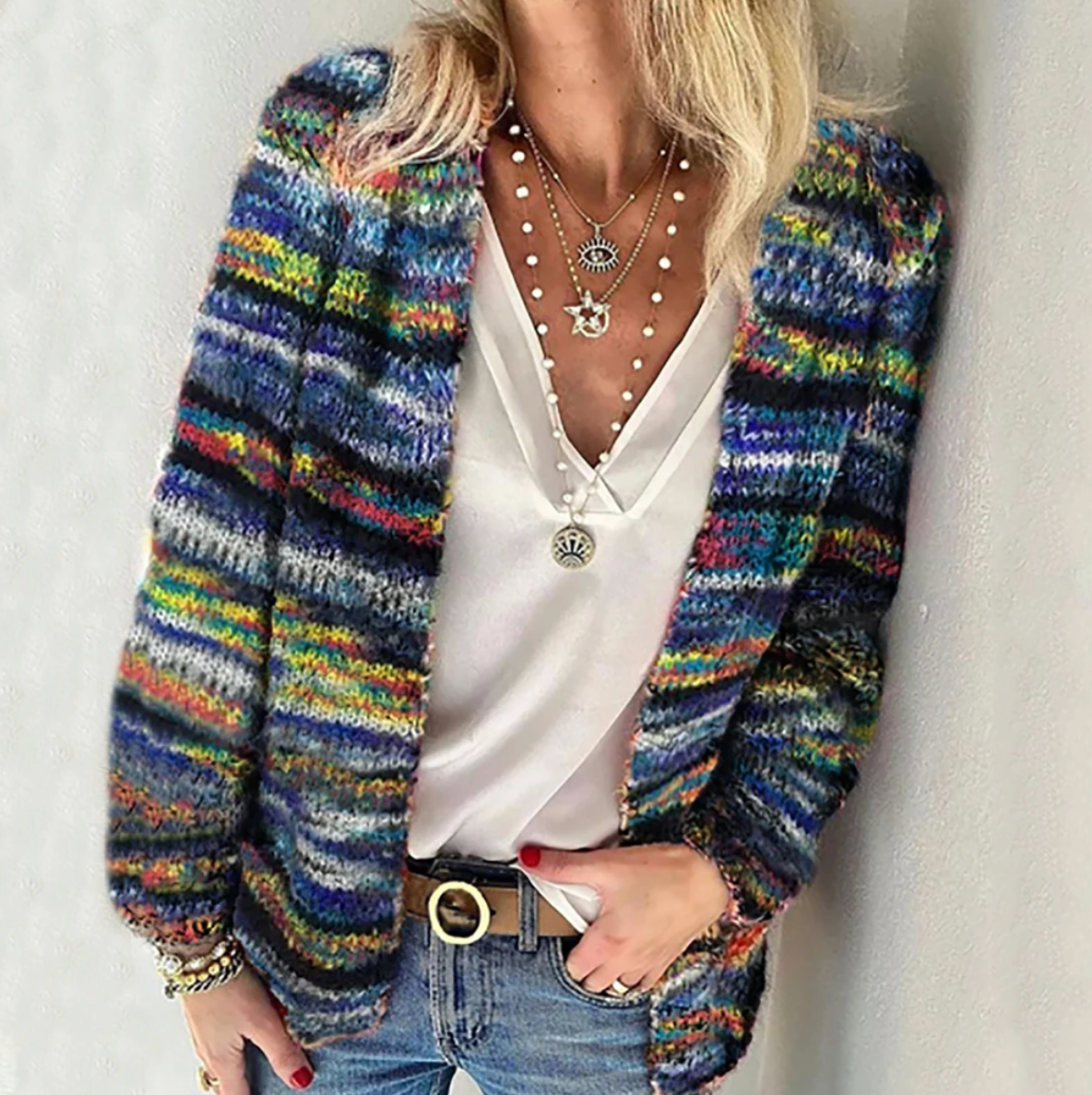 Cleo - Elegant Multicoloured Cardigan