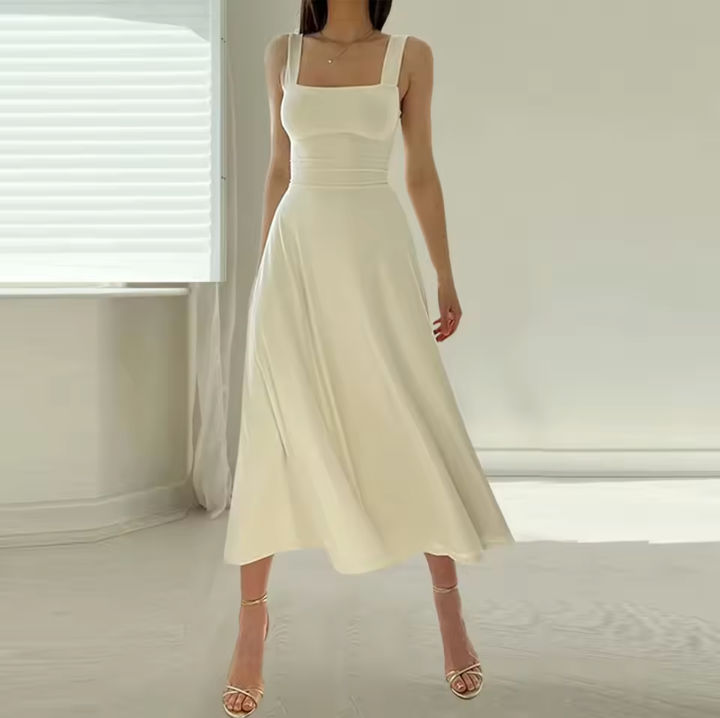Women's Square Neck A-Line Midi Dress