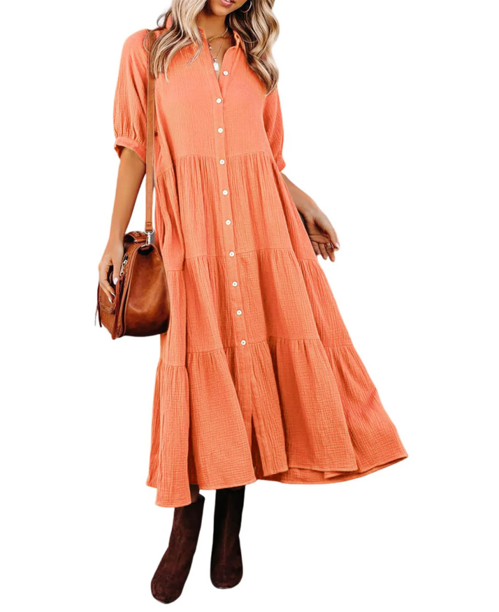 Maria | Luxury Ruffled Detail Shirt Dress
