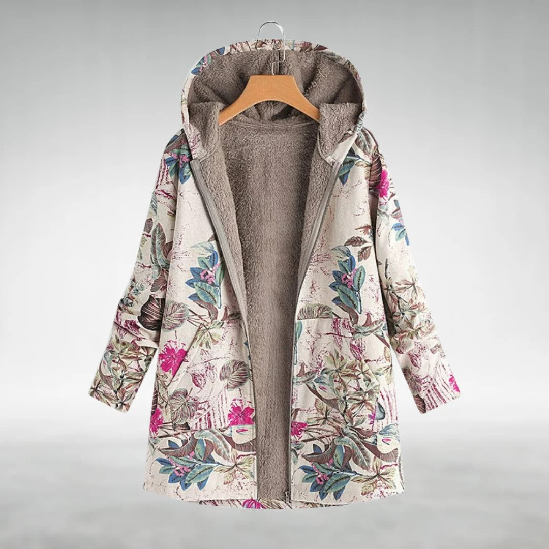 Fleural™ – Elegant Floral Pattern Fleece Jacket