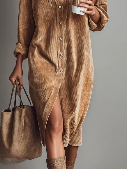 Beatriz™ | Relaxed Midi Corduroy Dress