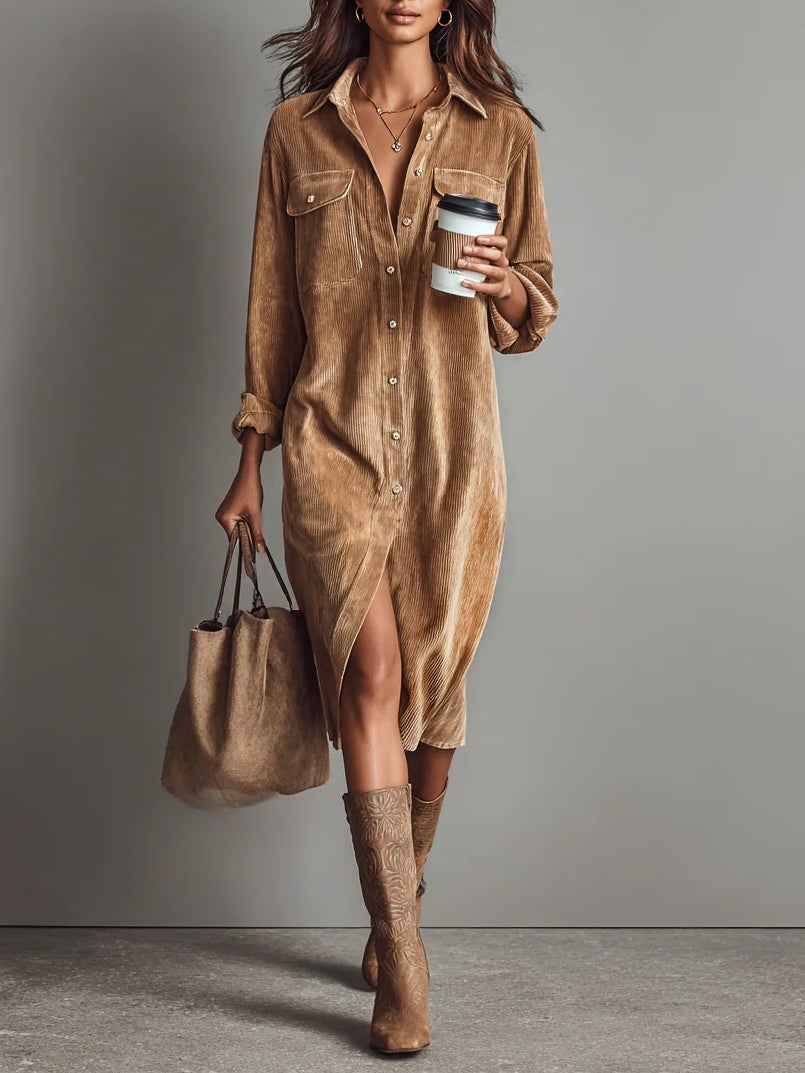 Beatriz™ | Relaxed Midi Corduroy Dress