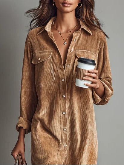 Beatriz™ | Relaxed Midi Corduroy Dress