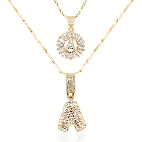 Necklace with embedded initial | Gold
