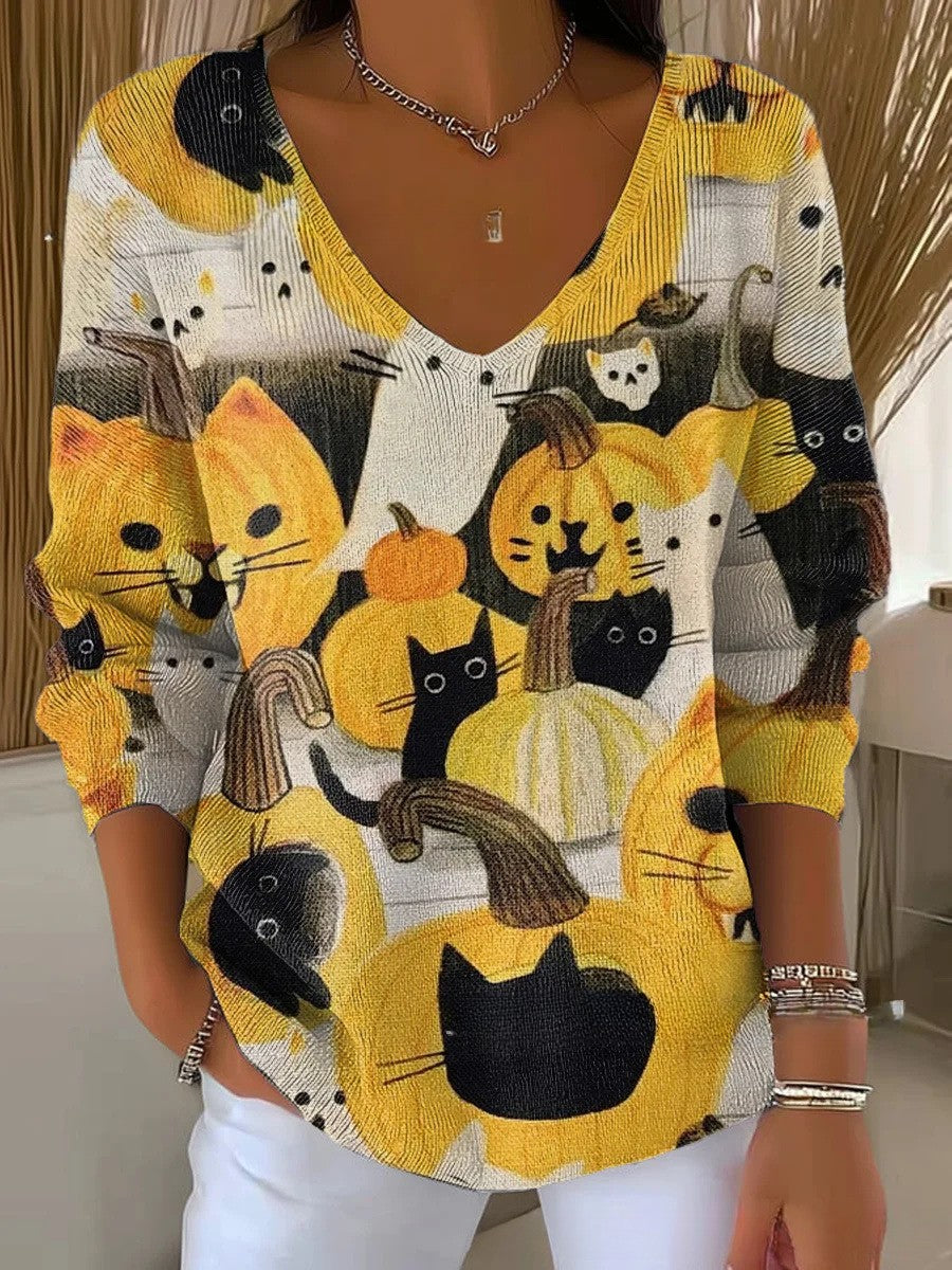 Béatrice – Colourful V-Neck Sweater