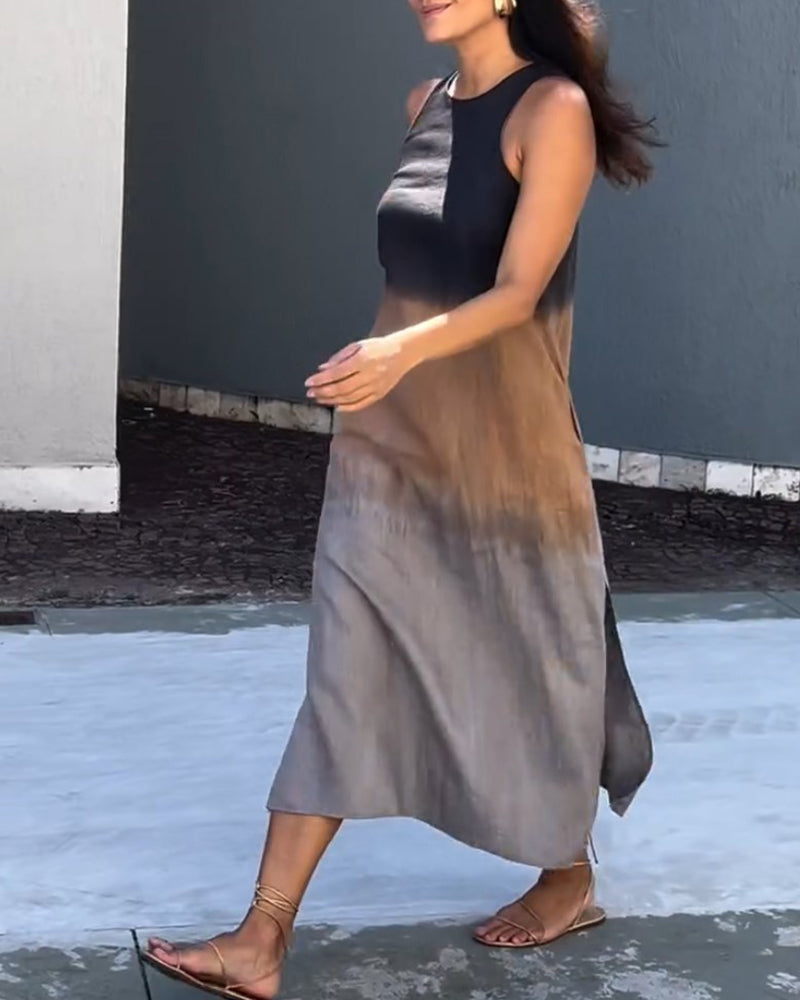 Anette | Sleeveless, Round Neck Gradient Dress