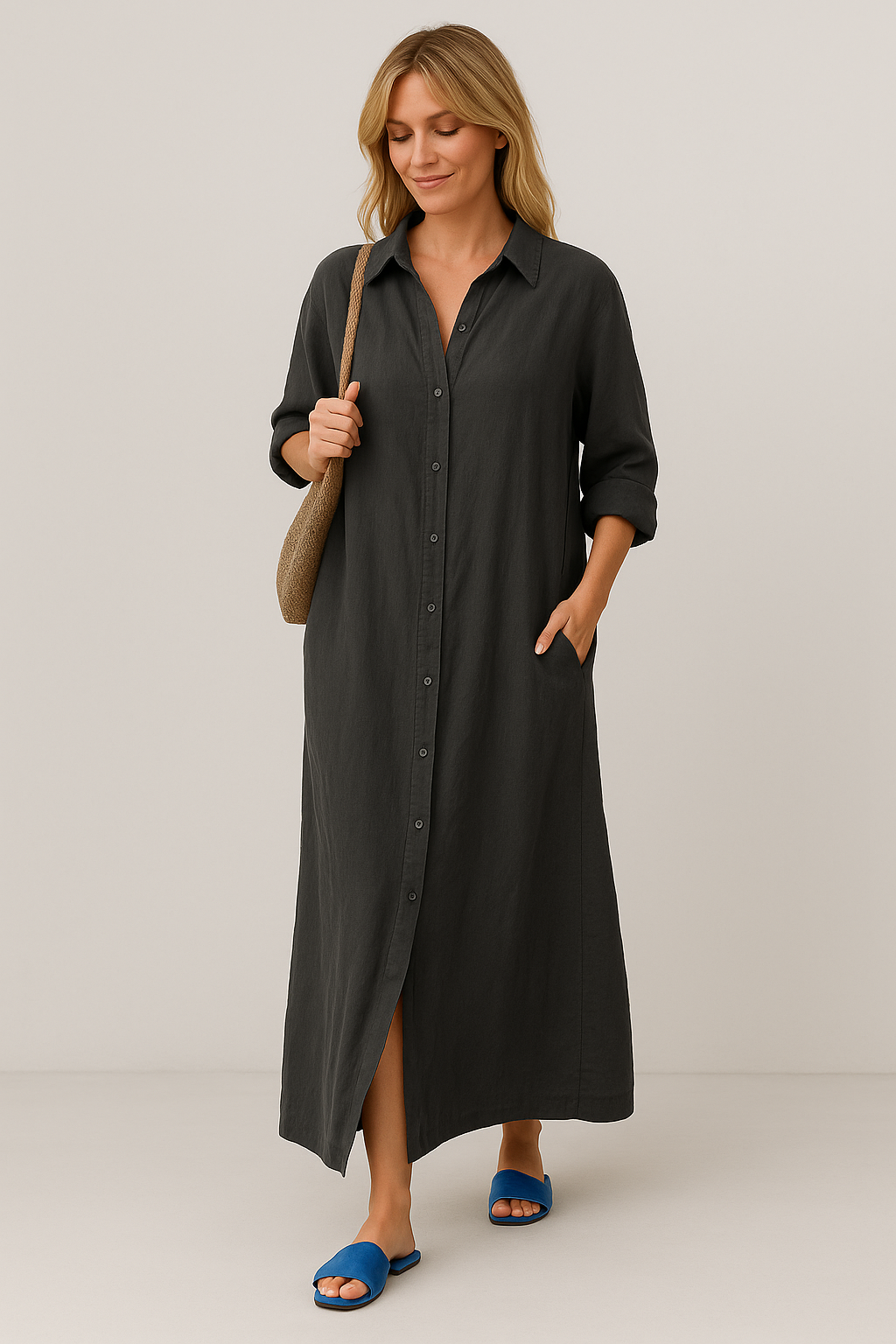 Maria | Oversized Linen Shirt Dress