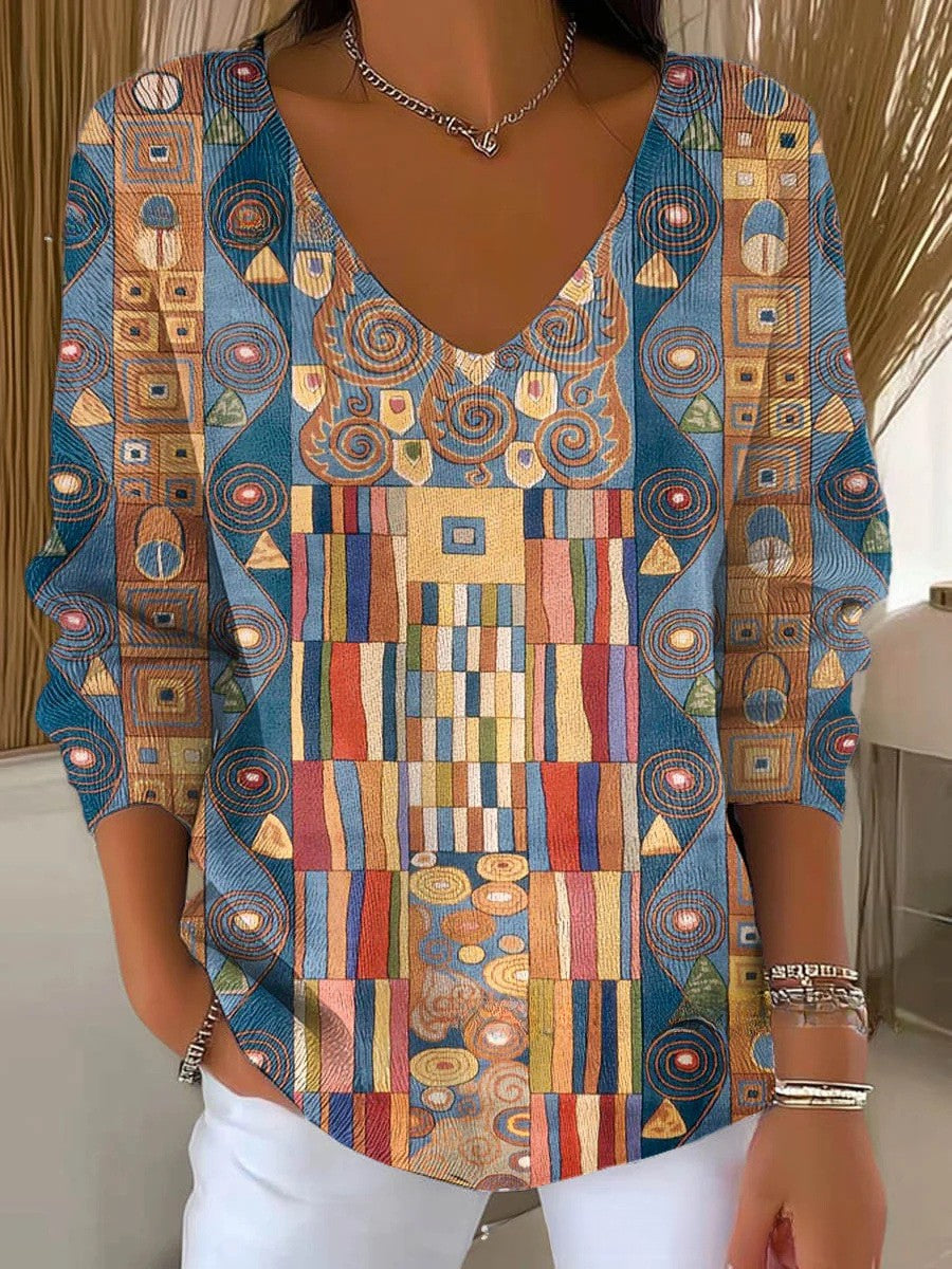 Béatrice – Colourful V-Neck Sweater