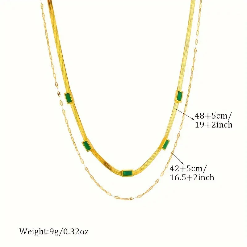 Sorella Gem Double Layer Retro Style Necklace | Gold