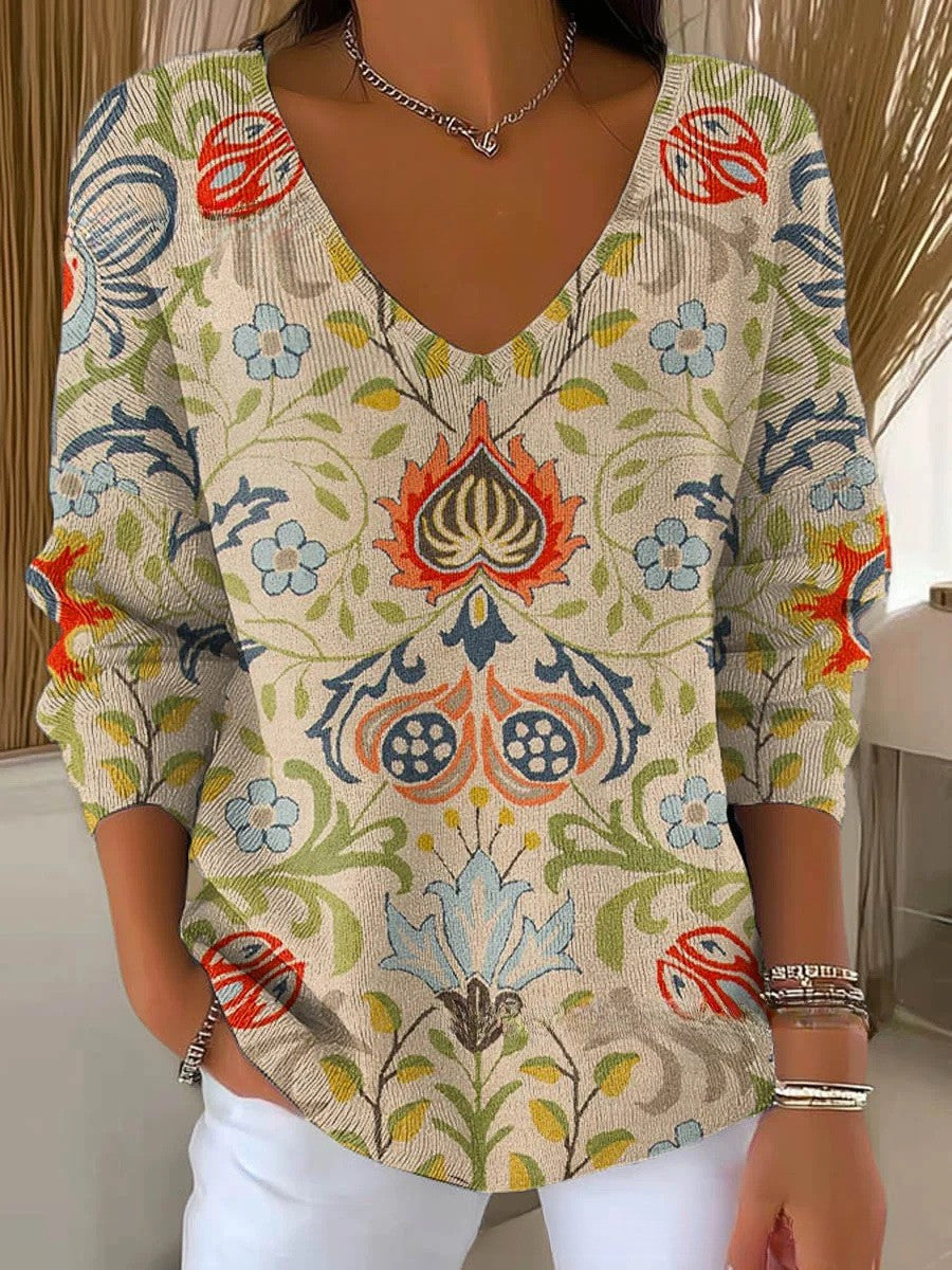 Béatrice – Colourful V-Neck Sweater