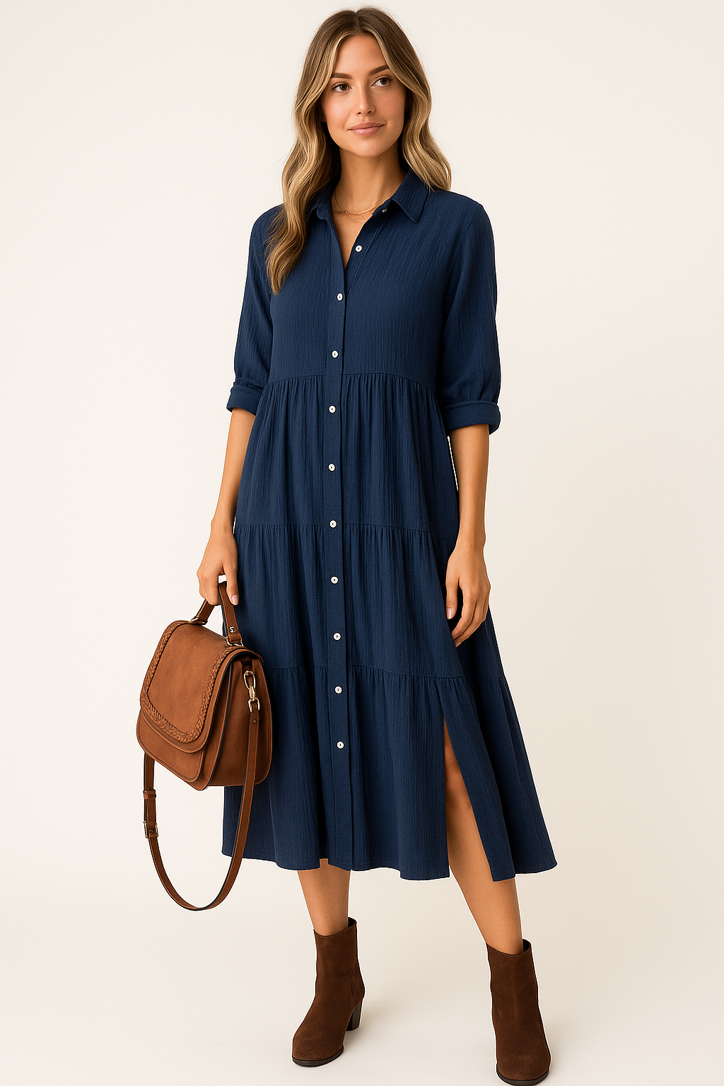 Maria | Luxury Ruffled Detail Shirt Dress