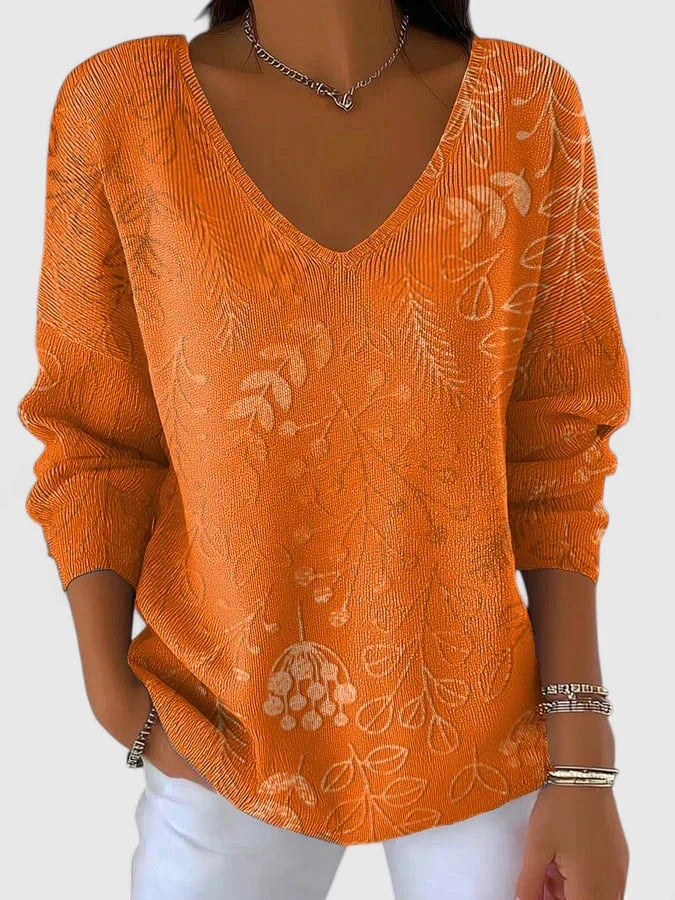 MIRELLE | Cotton blend jumper with leaf pattern