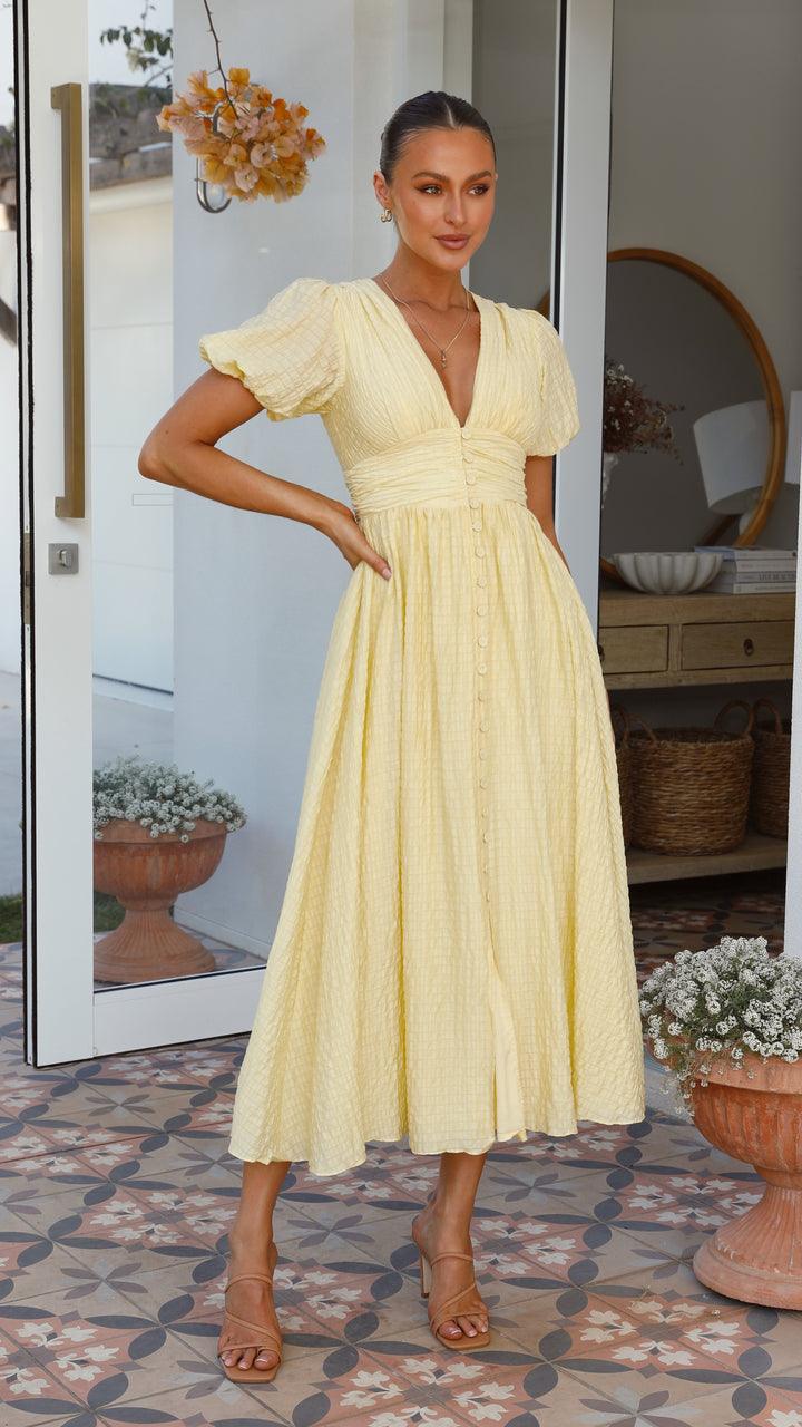 Women's Elegant Maxi Dress with Button Front and Flowing Sleeves