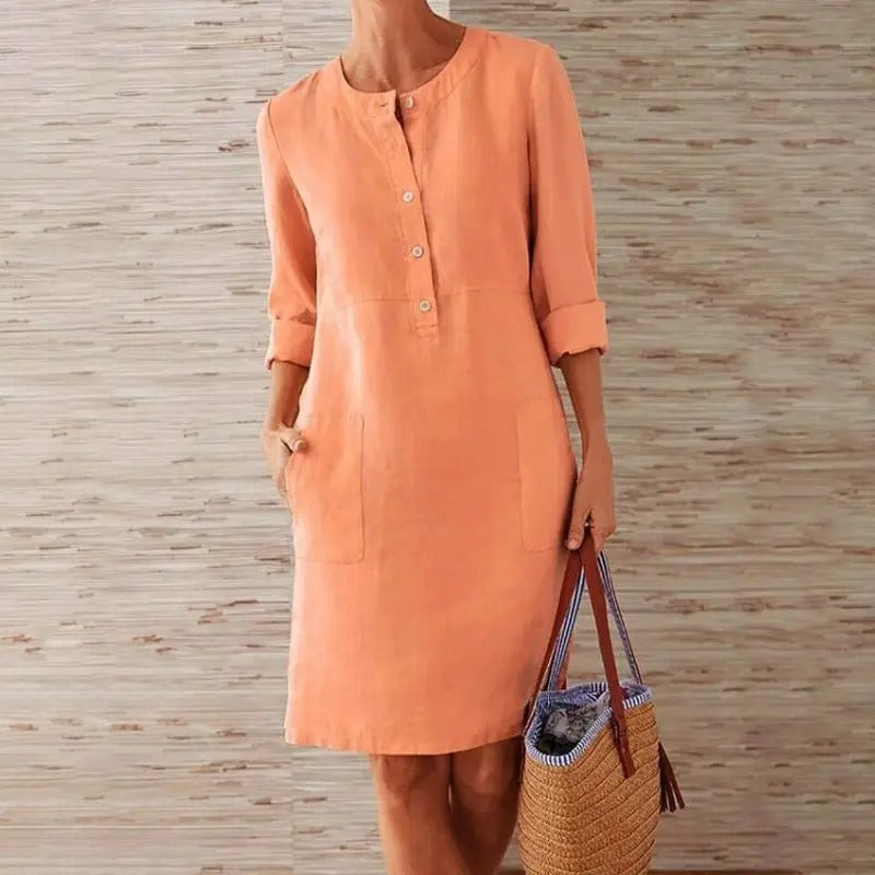 Maria | Long Sleeve Linen Dress