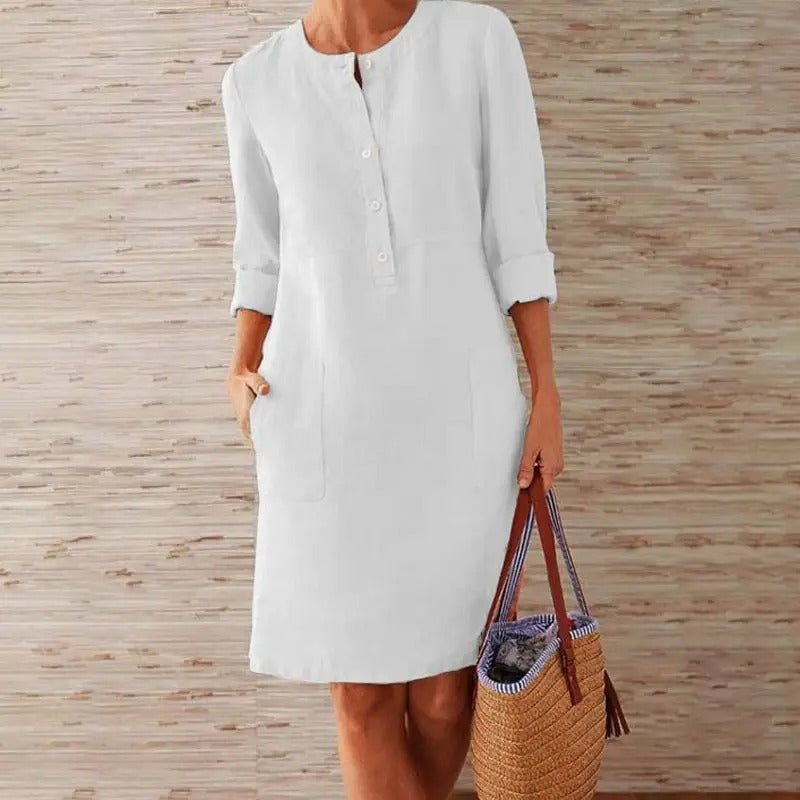 Maria | Long Sleeve Linen Dress