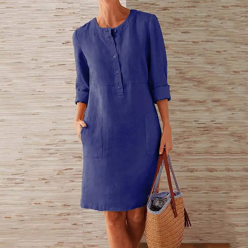 Maria | Long Sleeve Linen Dress